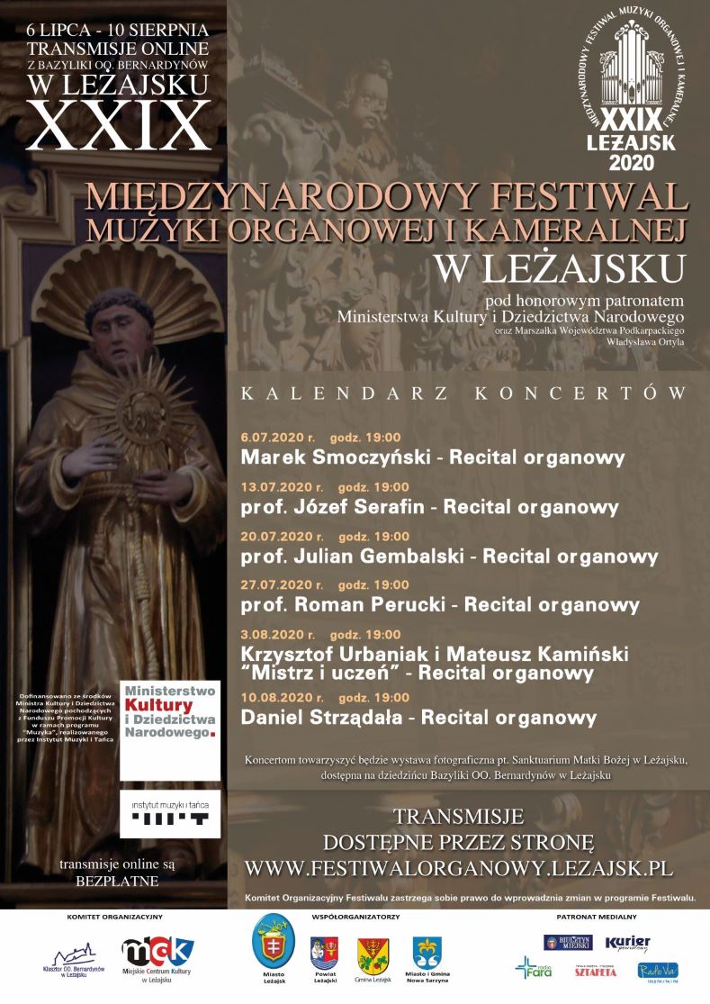 XXIX Międzynarodowy Festiwal Muzyki Organowej i Kameralnej w Leżajsku – transmisje online