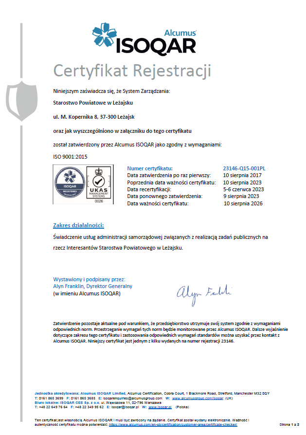 Certyfikat ISO9001